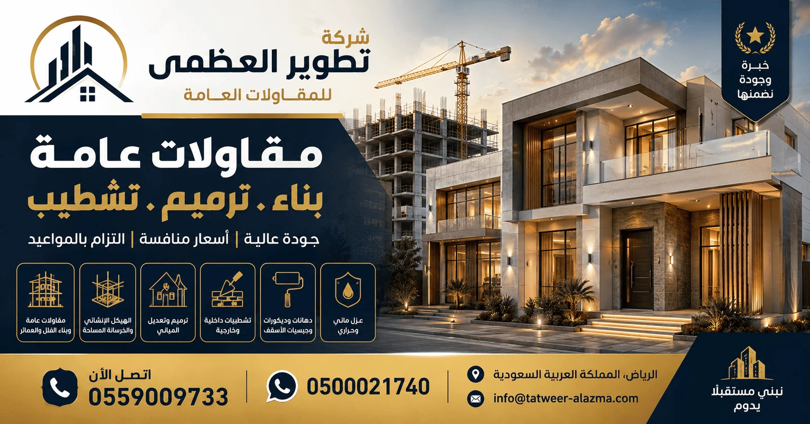 شركة تطوير العظمى للمقاولات العامة | خدمات احترافية في الرياض
